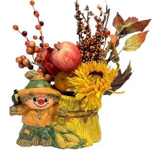 1950's Scarecrow and Wheat Head Vase/Planter Arrangement